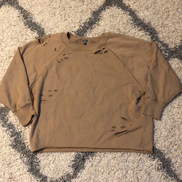 aerie Tops - aerie destroyed crew neck sweatshirt